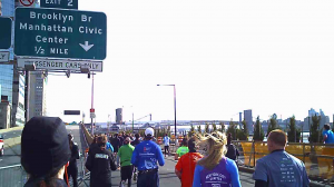 Just outside the tunnel, Brooklyn Bridge in background