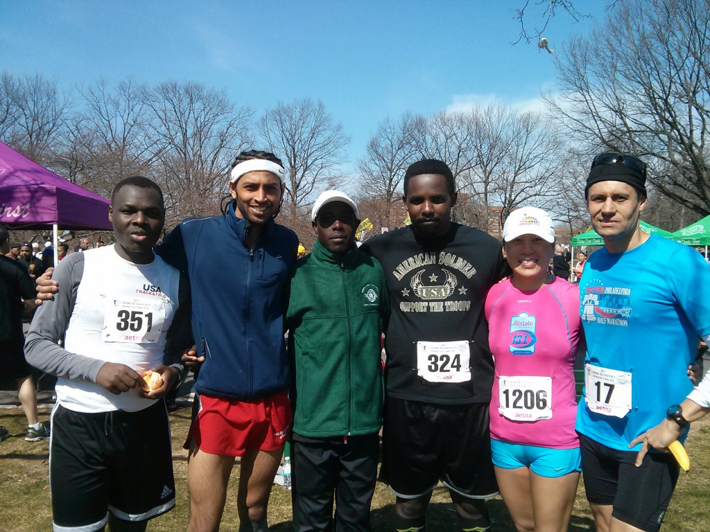 Post Race: Jeff Chelelu (Ed's coach), Devang, Ed Cheserak, Duncan , Christine, me