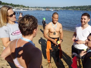 Brian, Ben, Donna and Laurie chat  post-race