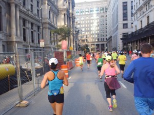 Running down next to city hall