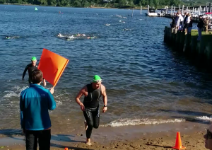 me finishing 1.2 mile swim