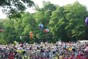 Wyckoff Triathlon  transition always has the best balloons