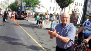 Portugal day 5k, dad at finish cheering me on..