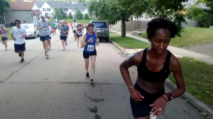 Running up hill on  Sunset Ave.