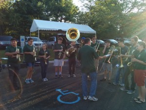 Brass band warming up