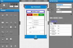 Intel XDK showing designer (GUI Builder) mode