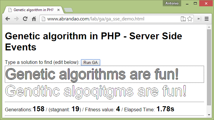 Genetic Algorithm (PHP) with streaming server side events