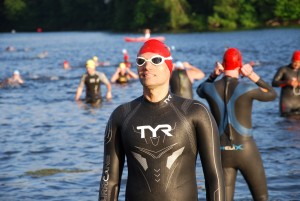 pre-race, all suited up and enjoying the sunshine 