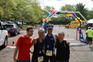 Nick, Lesley , Tony and Christine smile for photos post race..