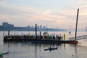 early morning view of start line at Hudson river