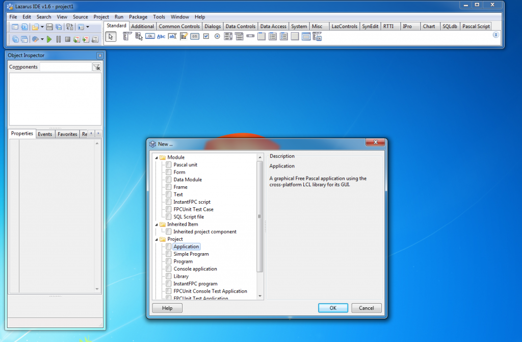 Lazarus create a new GUI project