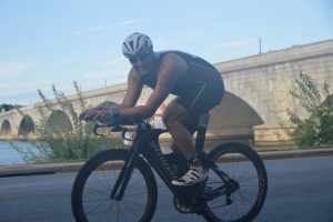 Riding past mile 19, Arlington Memorial  bridge in background