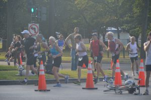 Runners exit out of T2