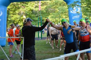 high-five announcer at race start