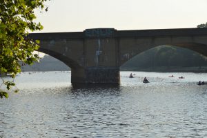 view of swim course up-river