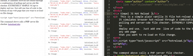 web page hot reload in plain JavaScript + Apache & PHP
